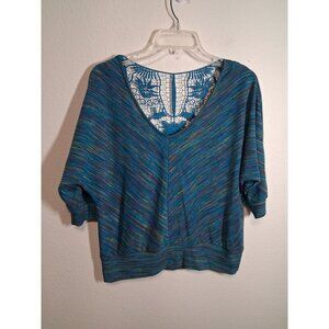 Almost Famous Blouse Kint Boho Y2K Sweater Blue Size Large